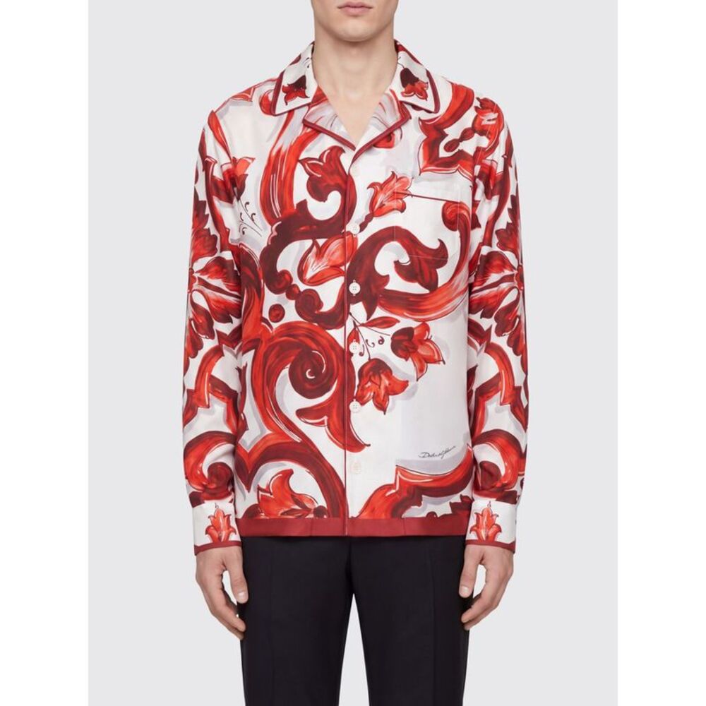 Dolce & Gabbana Silk Shirt With Majolica Print And Cuban Collar